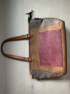 Vintage Multi-Tone Suede Tote/Shoulder Bag/Purse